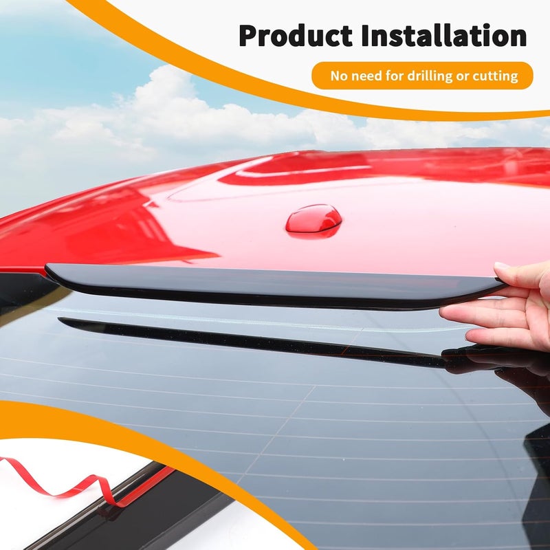 Hoolcar Third Brake Light Cover High Mount 3rd Blake Stop Reverse Cargo Light Cover Trim Exterior Accessories for Ford Mustang 2015-2024, Smoked Black - Image 5